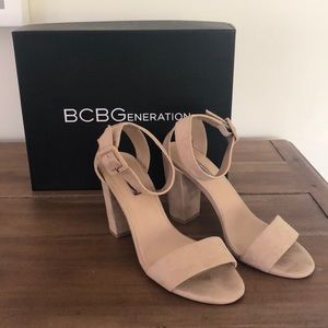 Nude ankle strap heels